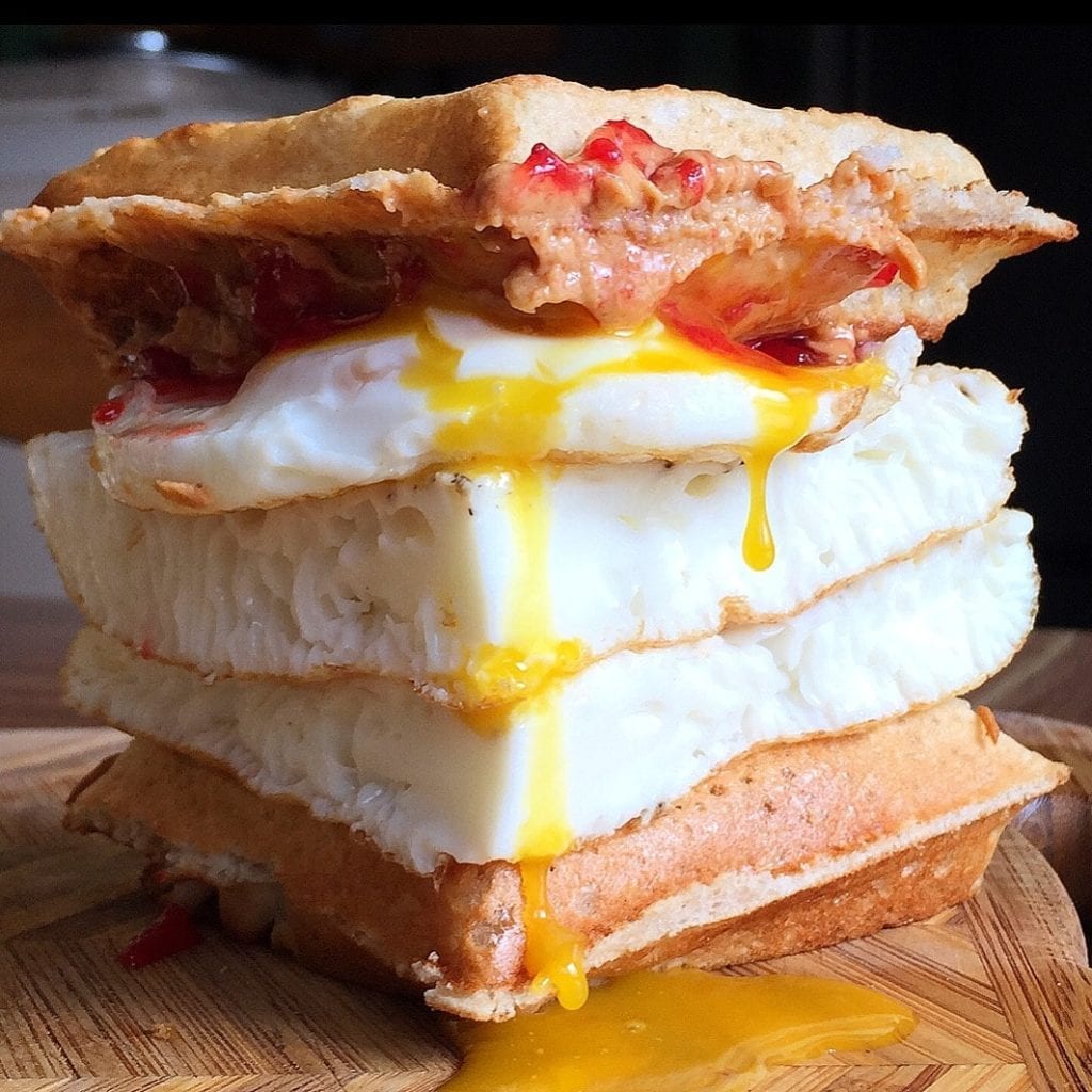 PB&J Waffle Breakfast Sandwich
