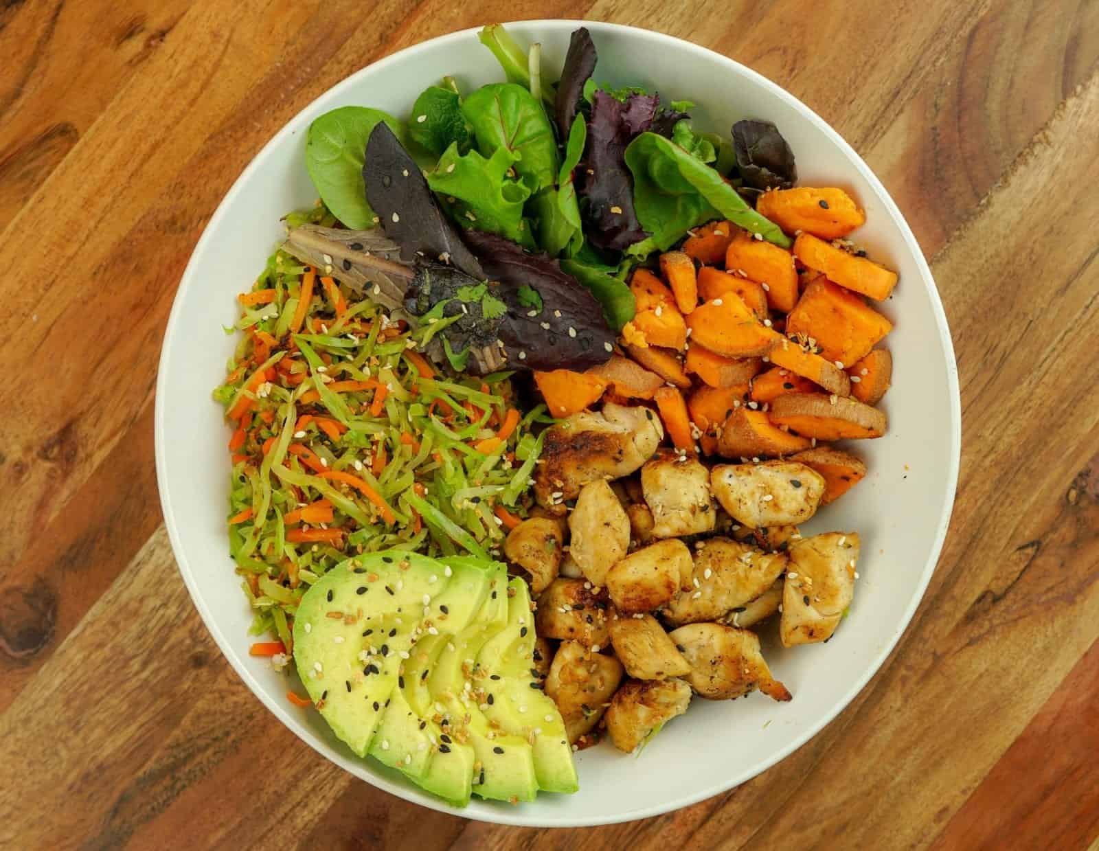 Chicken, Sweet Potato & Avocado Power Bowl (484 Cals)