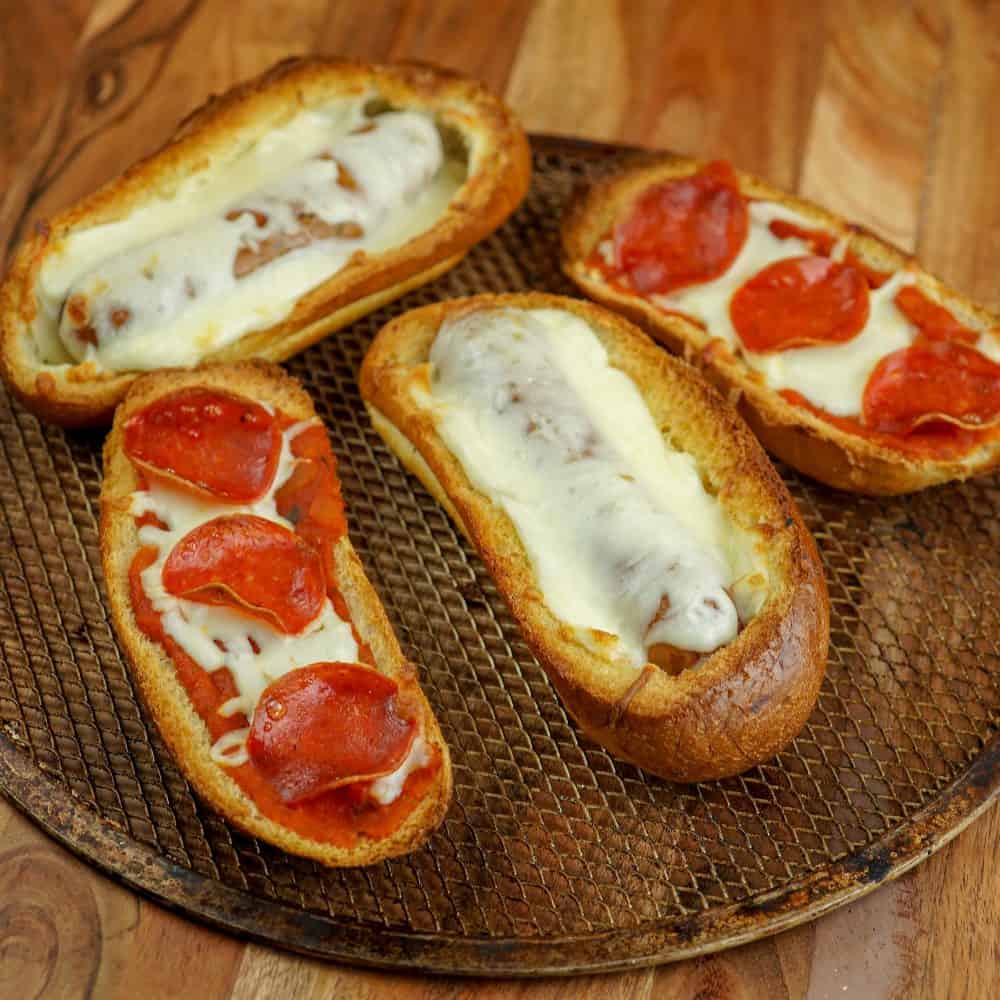 Crunchy Cheese Dog Bread Boats with Pizza Bread