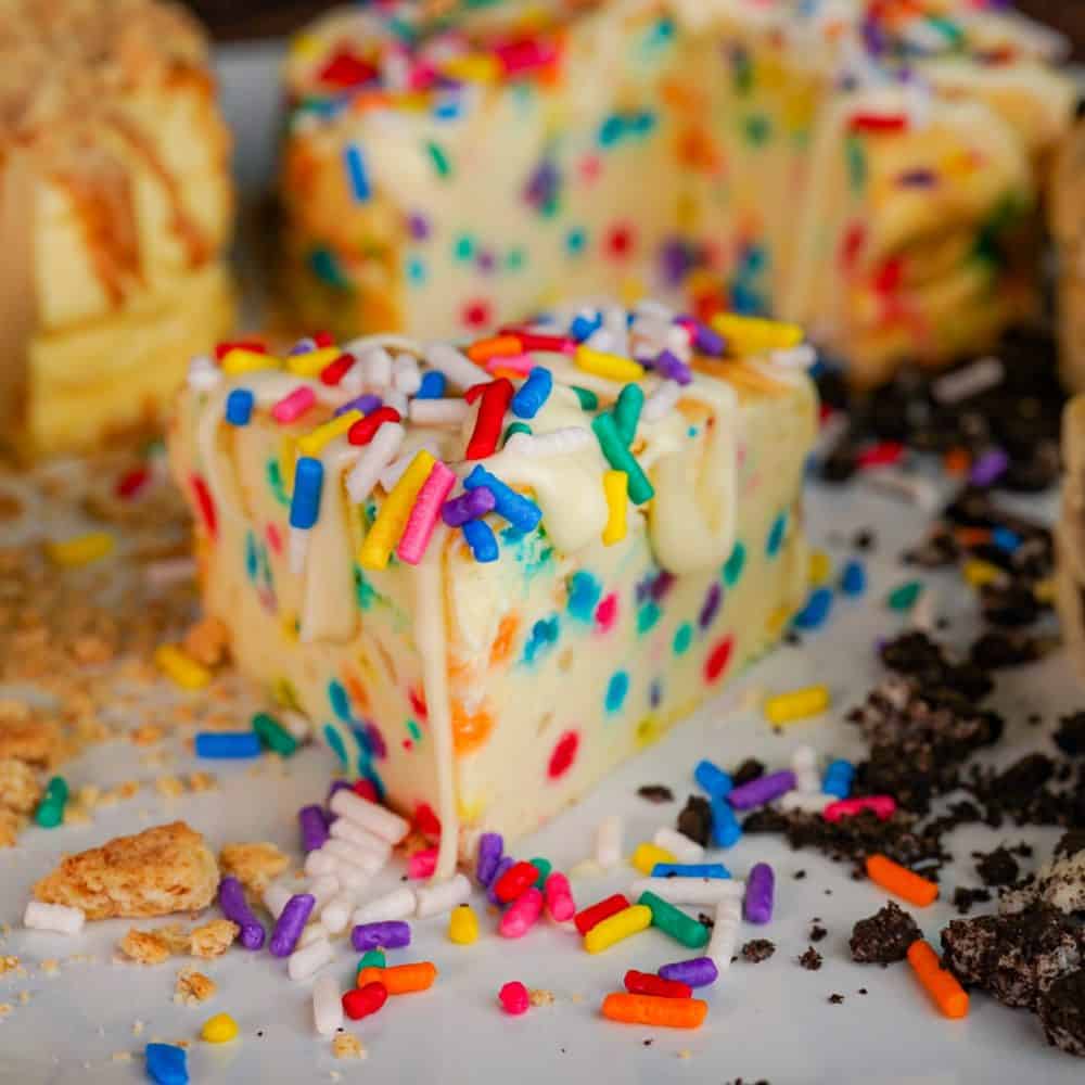 Crustless Personal Pan Protein Funfetti Cheesecakes