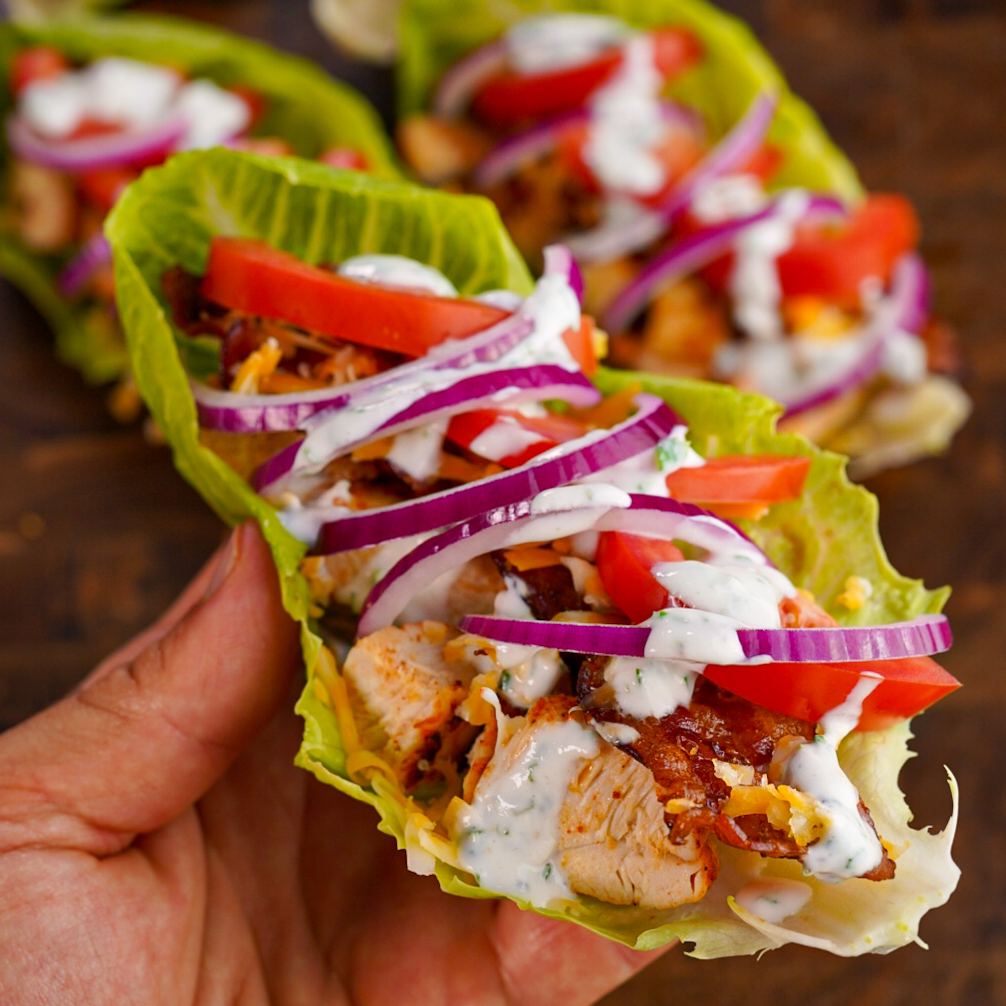Chicken, Bacon, Ranch Lettuce Wraps