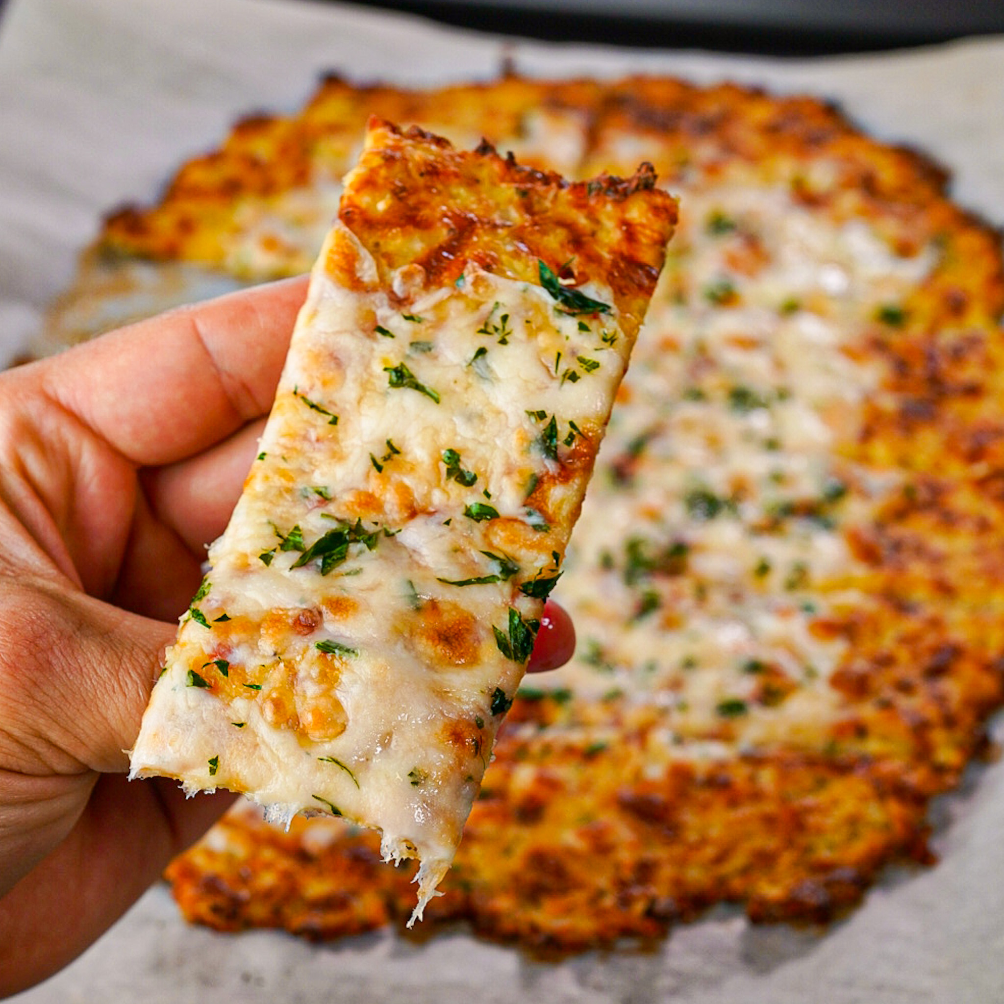 Cauliflower Crust Garlic Cheesy Breadsticks