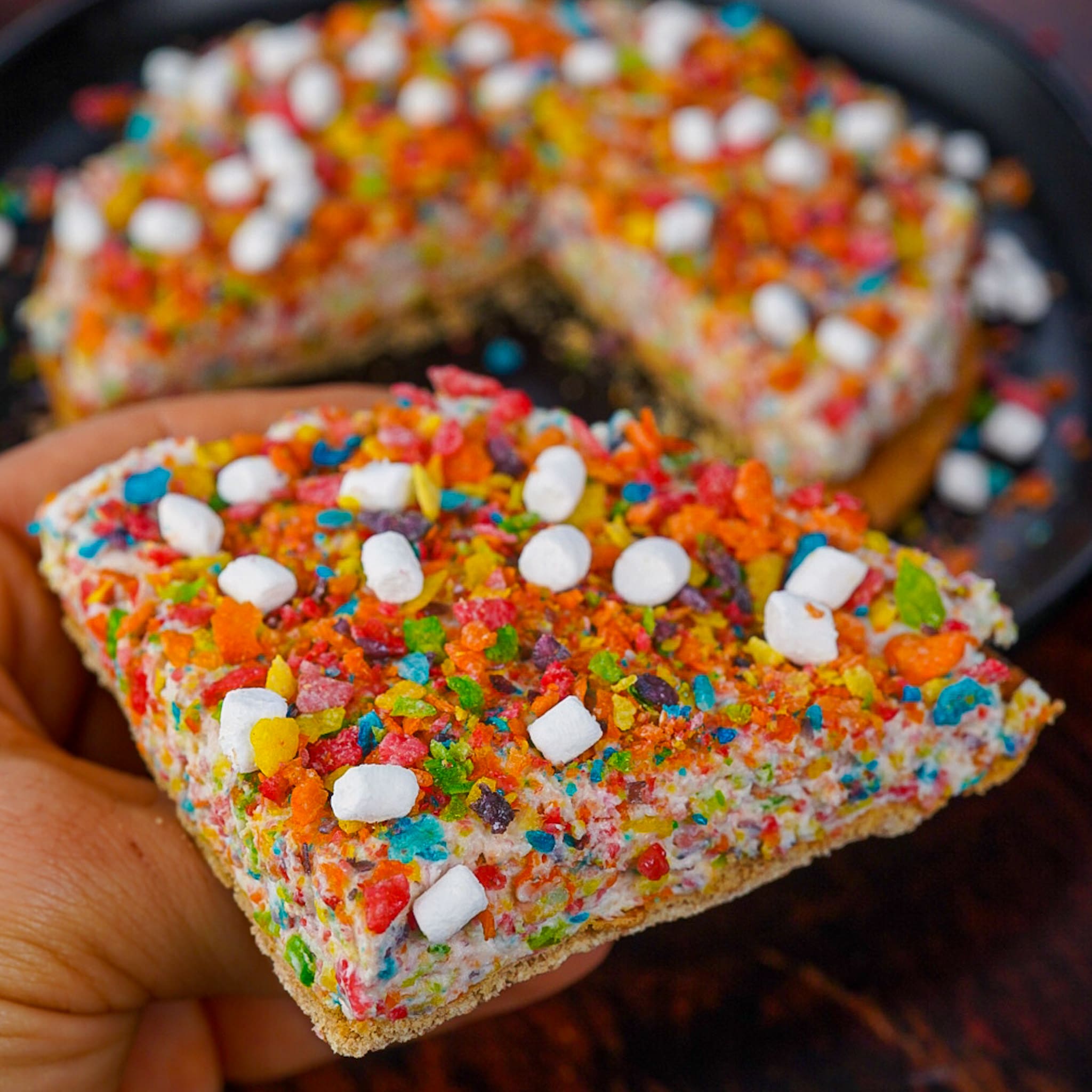 Fruity Pebble Protein Dessert Pizza