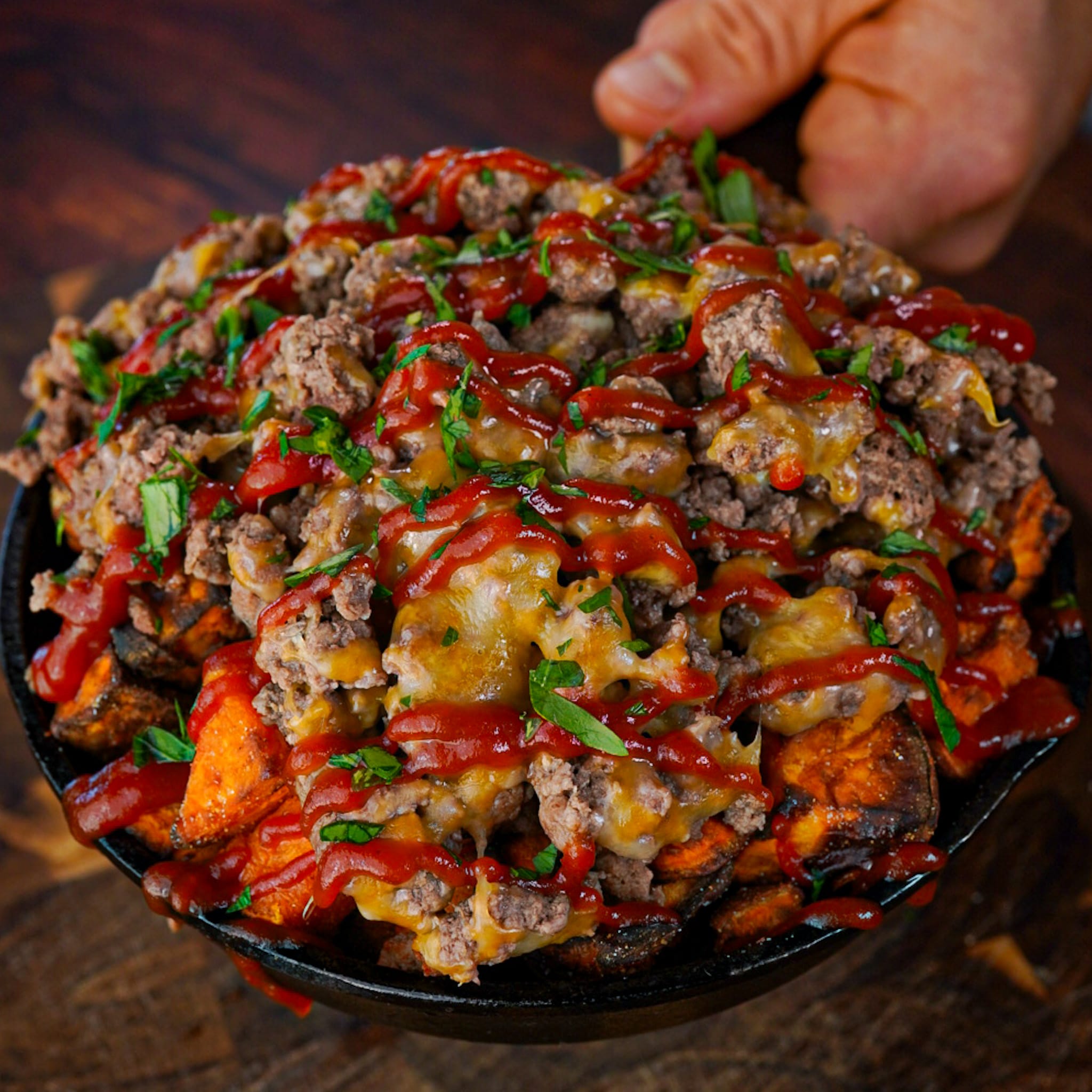 Loaded Garlic Parmesan Sweet Potatoes