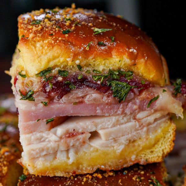Turkey, Ham & Cranberry Thanksgiving Sliders