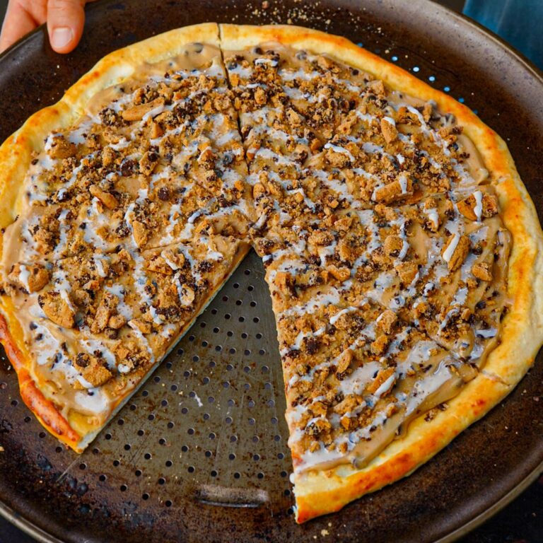 Chocolate Chip Cookie Dough Protein Dessert Pizza