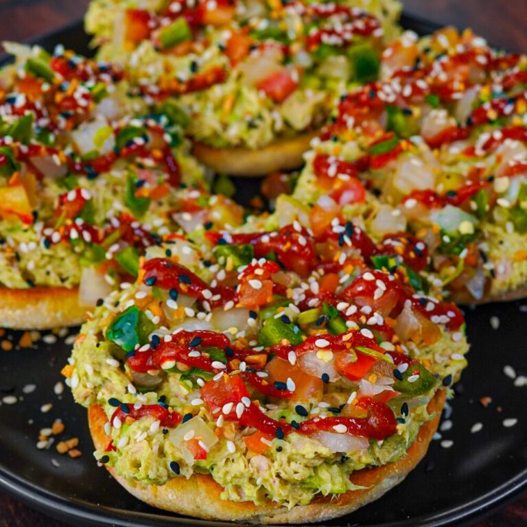 Avocado Tuna Salad Open Face English Muffins